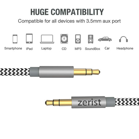 2 Pack 3.5Mm Stereo Audio Cable Extension Male to Male Nylon Braided 10Ft/3M Tangle-Free AUX Cable for Headphones, Ipods, Iphones, Ipads, Home/Car Stereos and More (Black)