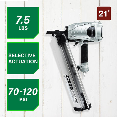 Framing Nailer, the Pro Preferred Brand of Pneumatic Nailers*, 21° Magazine, Accepts 2" to 3-1/2" Framing Nails, (NR90AES1)