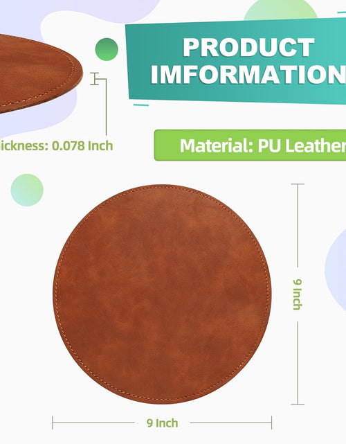 Load image into Gallery viewer, Mouse Pad，Round Mouse Pad，Pu Mouse Pad，Leather Mouse Pad with Stitched Edge Micro-Fiber Base with Non-Slip Waterproof，Mouse Pad for Computers，Laptop，Office &amp; Home，9 X 9 Inch (Caramel Brown)
