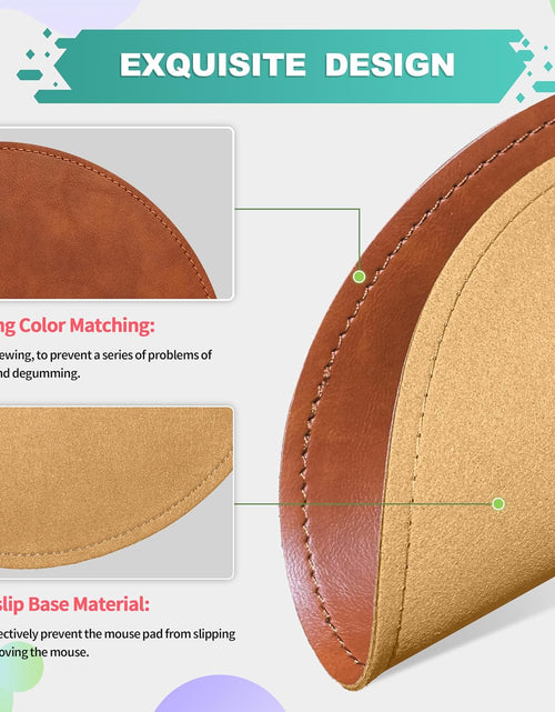 Load image into Gallery viewer, Mouse Pad，Round Mouse Pad，Pu Mouse Pad，Leather Mouse Pad with Stitched Edge Micro-Fiber Base with Non-Slip Waterproof，Mouse Pad for Computers，Laptop，Office &amp; Home，9 X 9 Inch (Caramel Brown)
