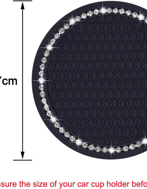 Load image into Gallery viewer, Bling Car Coasters, 2 Pack PVC Car Cup Holder Insert Coaster - anti Slip Universal Vehicle Interior Accessories Crystal Glitter Cup Mats for Women and Men(2.75" Diameter, Black)
