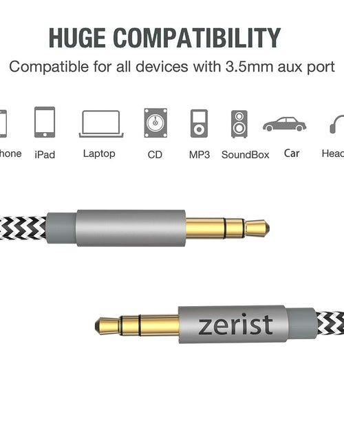 Load image into Gallery viewer, 2 Pack 3.5Mm Stereo Audio Cable Extension Male to Male Nylon Braided 10Ft/3M  Tangle-Free AUX Cable for Headphones, Ipods, Iphones, Ipads, Home/Car Stereos and More (Black)
