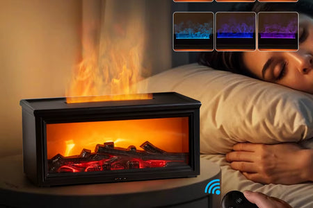 Aroma Air Humidifier Flame Fireplace Essential Oil Diffuser Desktop USB Cool Mist Maker Ultrasonic Aroma Diffuser with Remote