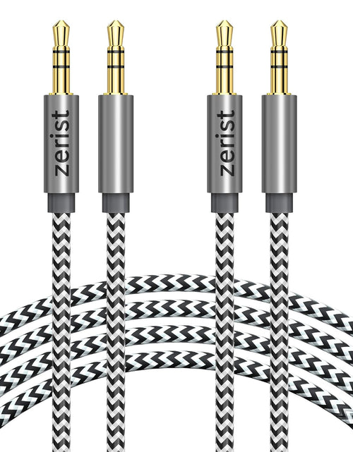 Load image into Gallery viewer, 2 Pack 3.5Mm Stereo Audio Cable Extension Male to Male Nylon Braided 10Ft/3M  Tangle-Free AUX Cable for Headphones, Ipods, Iphones, Ipads, Home/Car Stereos and More (Black)
