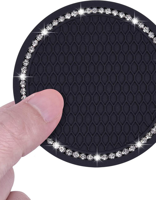 Load image into Gallery viewer, Bling Car Coasters, 2 Pack PVC Car Cup Holder Insert Coaster - anti Slip Universal Vehicle Interior Accessories Crystal Glitter Cup Mats for Women and Men(2.75" Diameter, Black)
