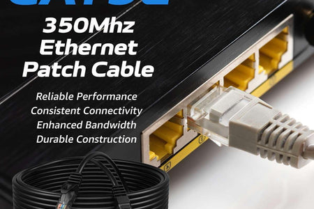 75Ft Black Cat5E Ethernet Network Patch Cable Internet Wire for Modem, Router, Pc, TV, Consoles