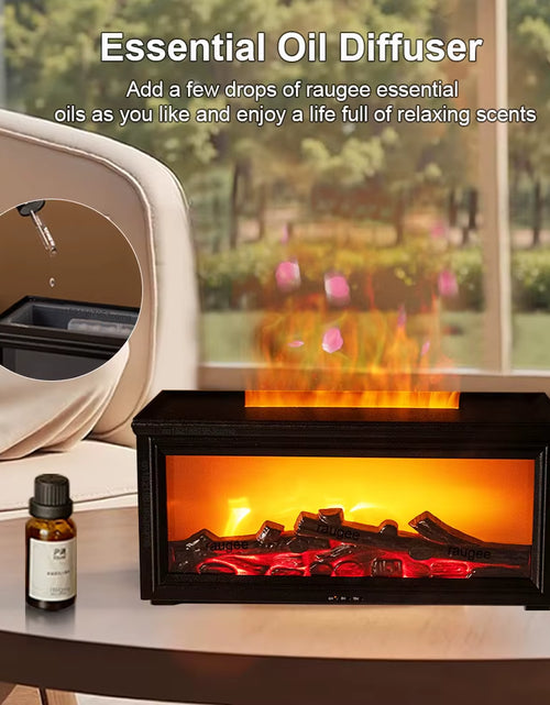 Load image into Gallery viewer, Aroma Air Humidifier Flame Fireplace Essential Oil Diffuser Desktop USB Cool Mist Maker Ultrasonic Aroma Diffuser with Remote
