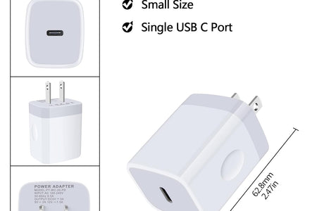 USB C Wall Charger,2Pack 20W USB C Block PD Fast Charger Type C Wall Adapter for Iphone 15 14 13 12 11 Pro Max,Se,8 7 6 Plus,Ipad,Samsung Galaxy S23 S22 S21 Ultra S20 A14 A13 A33 A03S,Pixel 7 6 6A 5A