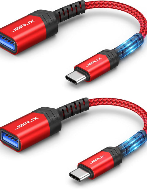 Load image into Gallery viewer, USB C to USB Adapter,  [0.5Ft 2 Pack] Type C 3.0 OTG Cable on the Go Type C Male to USB a Female Adapter Compatible with Macbook Pro 2018 2017,Samsung Galaxy S20 S20+ Ultra S8 S9 Note 10 -Red
